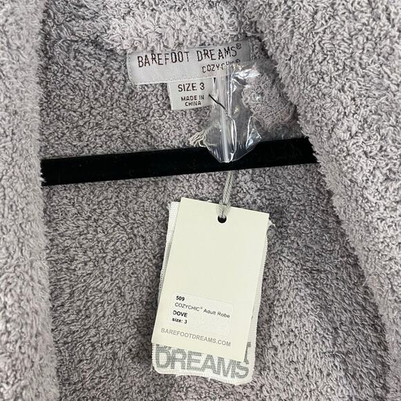 Barefoot Dreams Grey 509 Cozy Chic Plush Robe Size 3 (L) NWT Embroidered - Picture 4 of 7
